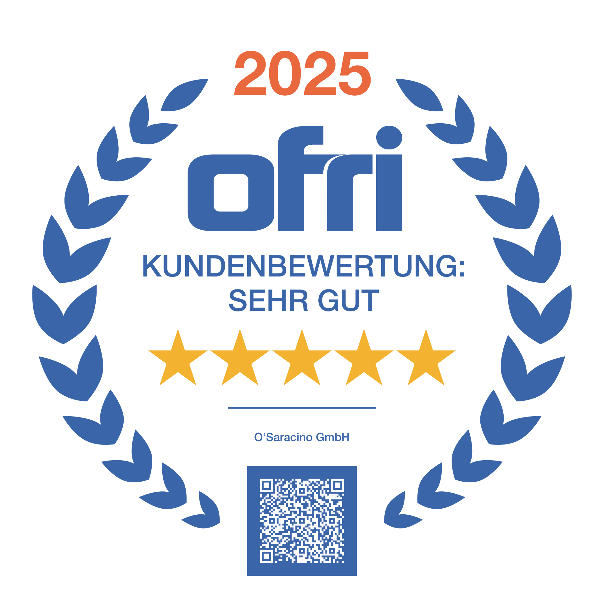 Ofri-Siegel 2025: Kundenbewertung sehr gut